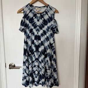 Blue Ikat Dress Short Sleeves
